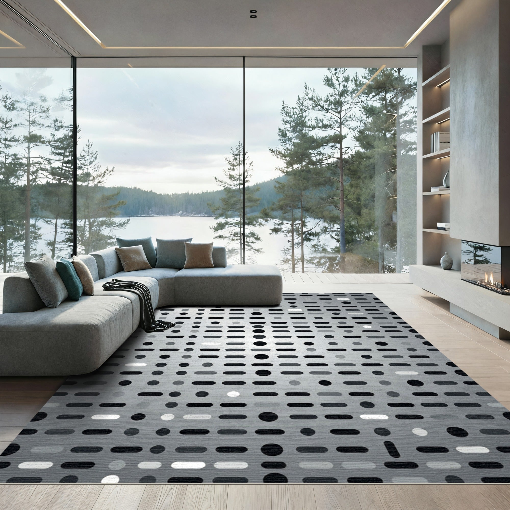 Monochromatic Dot Dash Geometric Rug