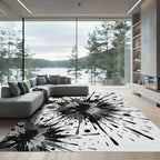 Monochrome Splatter Explosion Abstract Rug