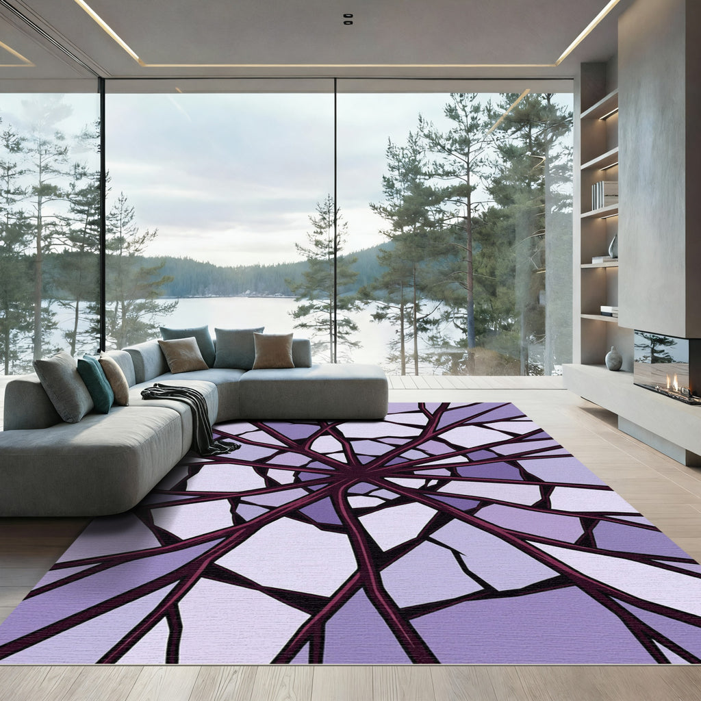 Crimson Branch Radiating Stained Glass Rug