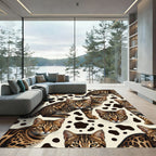 Golden Brown Leopard Cat Collage Rug