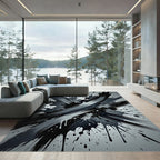 Monochromatic Abstract Black Ink Splash Rug