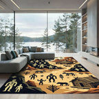Desert Landscape Primitive Figures Houses Rug