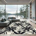 Monochrome Rotating Propeller Vortex Graphic Rug