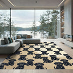 Adorable Black Labrador Puppy Medallion Gold Rug