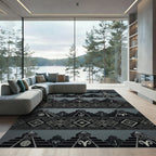 Monochromatic Stepped Pyramid Tribal Rug