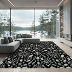 Monochrome Abstract Floral Droplet Rug