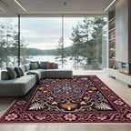 Ornate Floral Medallion Dark Plum Rug