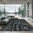 Chiseled Gray Tribal Totem Collage Rug