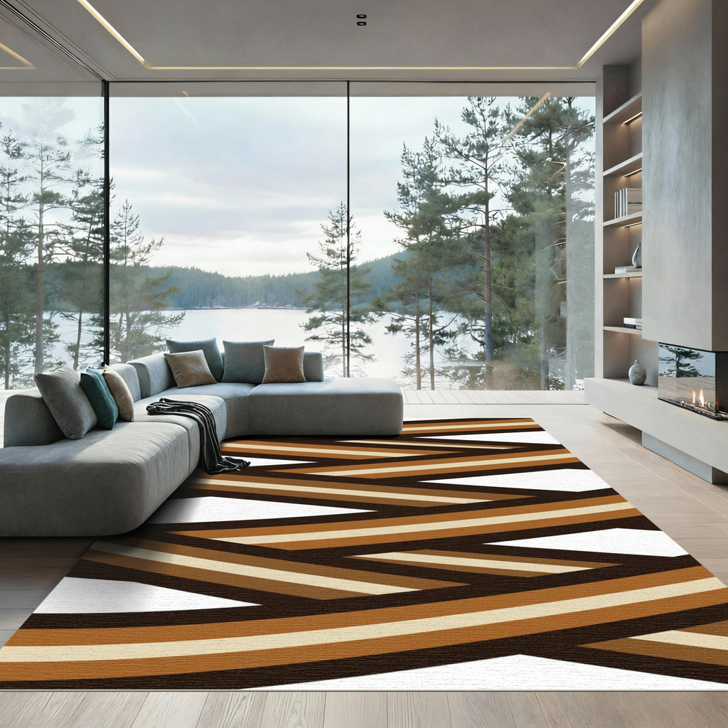 Earthy Tones Woven Geometric Lines Rug