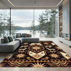 Tawny Earthly Tone Animal Medallion Rug