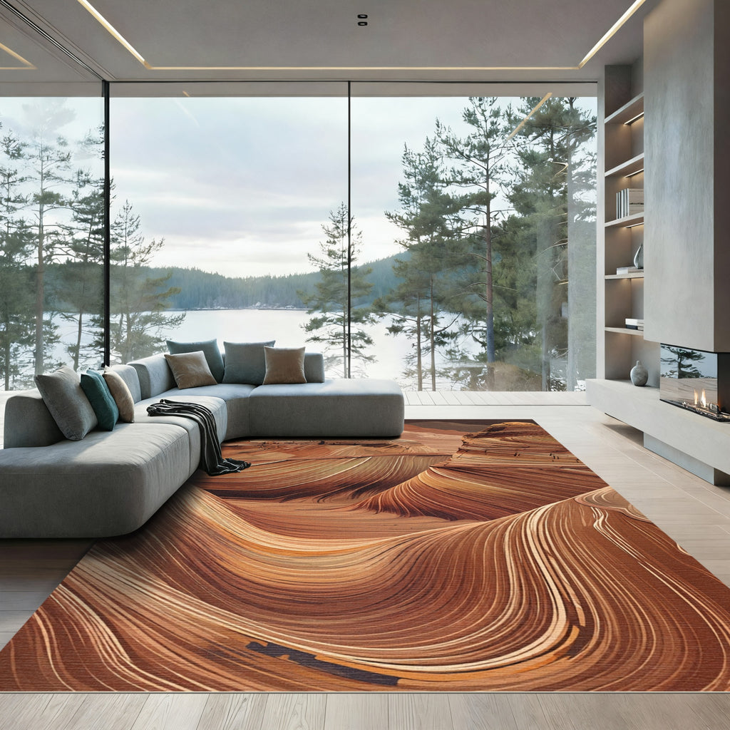 Earthy Red Canyon Swirl Rug