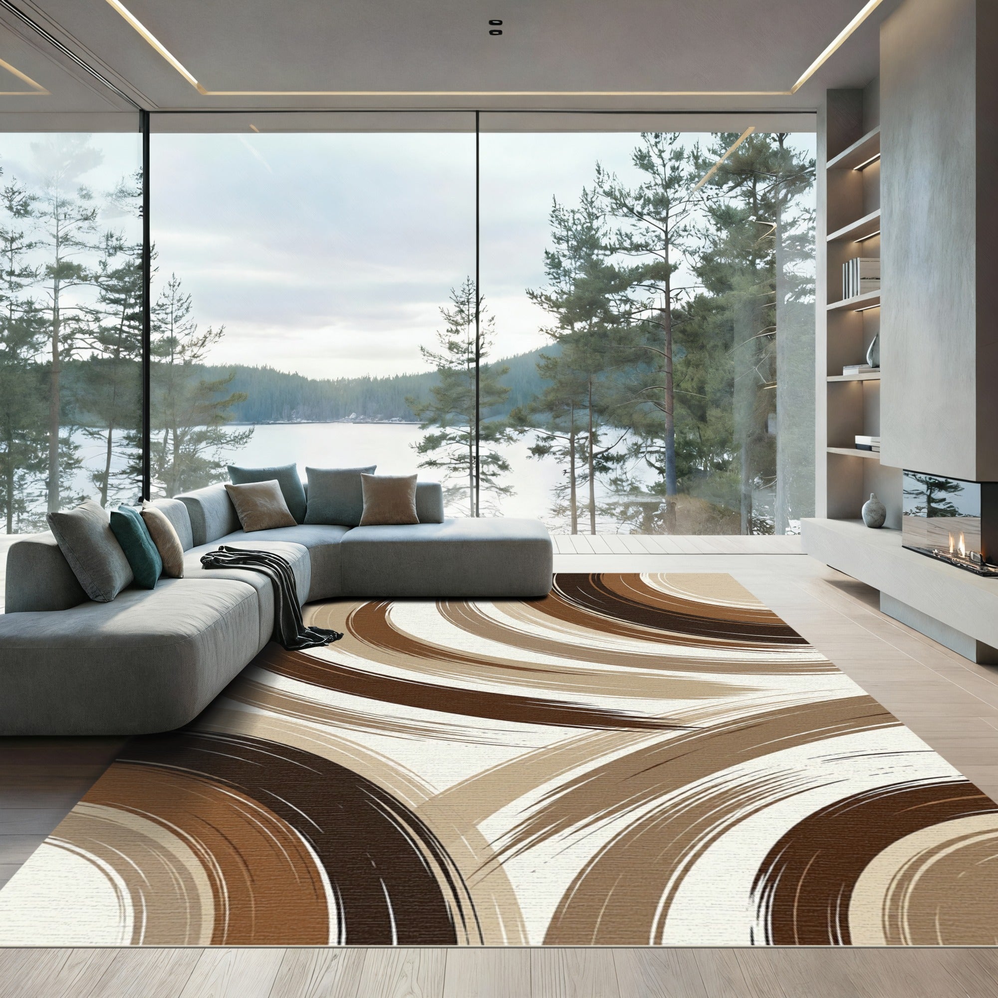 Earthy Tones Abstract Swirl Rug