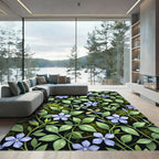 Periwinkle Blue Floral Botanical Garden Rug