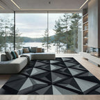 Charcoal Gray Interlocking Geometric Shards Rug