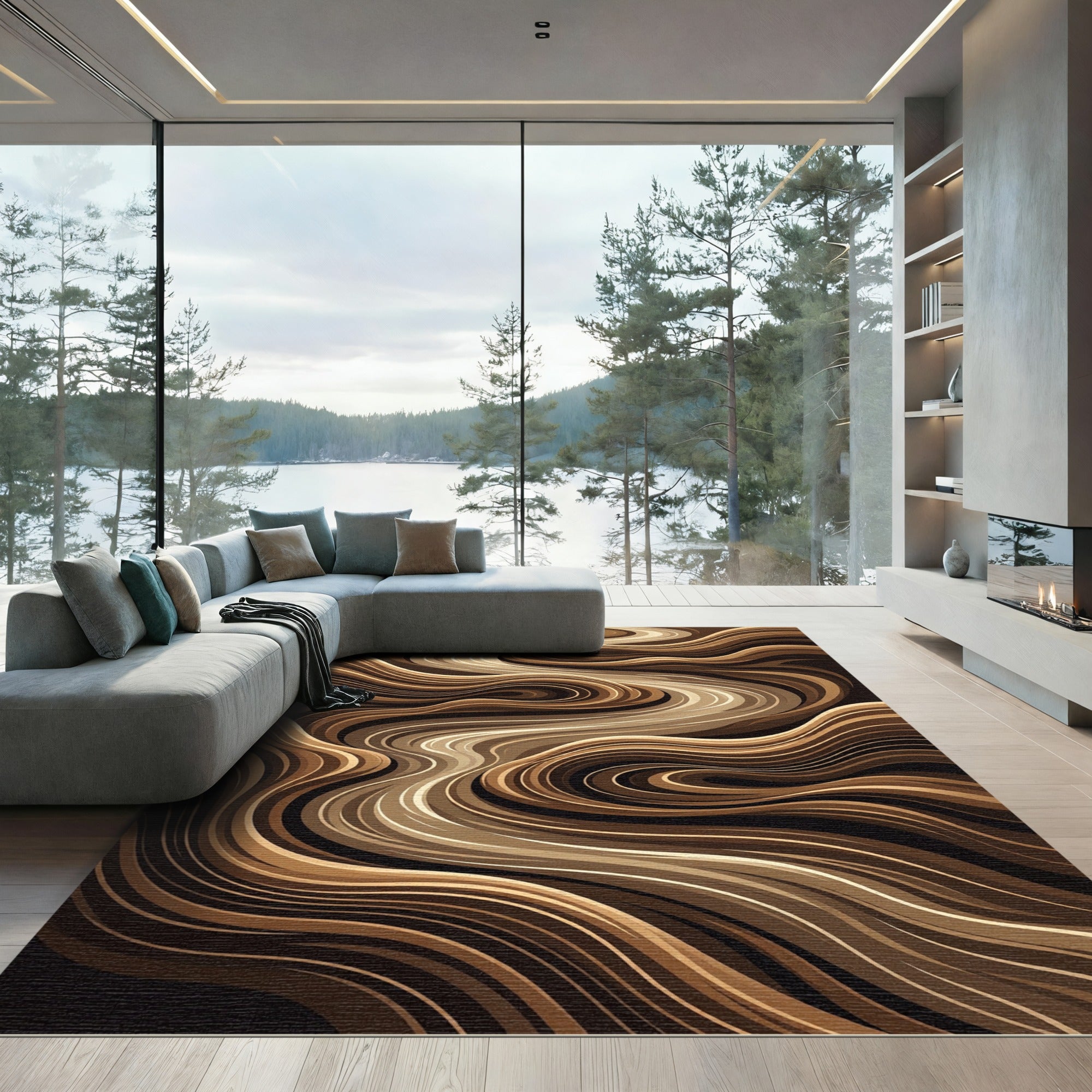 Rich Brown Woven Flow Rug
