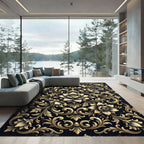 Gilded Black Floral Arabesque Rug