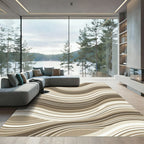 Neutral Earth Tones Wavy Stripe Rug
