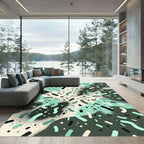 Abstract Teal Speckled Blob Scatter Rug