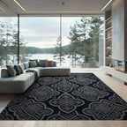 Ornate Quatrefoil Dark Blue Rug