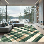 Sage and Cream Diagonal Plaid Rug