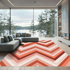 Warm Terracotta Retro Chevron Stripe Rug