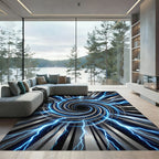 Electric Blue Vortex Radial Storm Rug