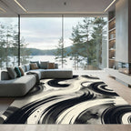 Monochromatic Brush Stroke Swirl Rug
