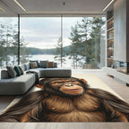 Expressive Chimpanzee Portrait Earth Tone Illustration Rug
