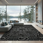 Gray Rope Knot Geometric Rug