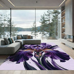 Vibrant Deep Purple Iris Floral Art Rug