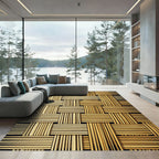 Golden Woven Reed Texture Rug