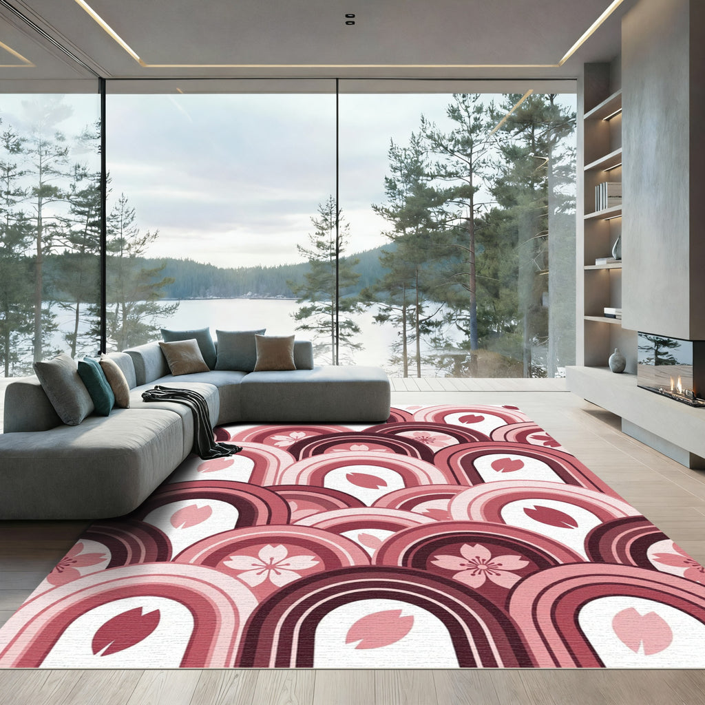 Japanese Cherry Blossom Arched Ombre Rug