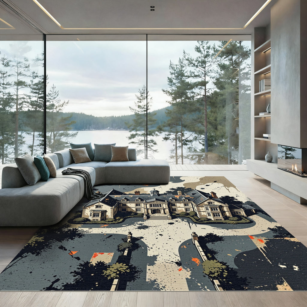 Ornate Mansion Grays and Oranges Rug