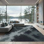 Charcoal Gray Abstract Cloudy Sky Rug