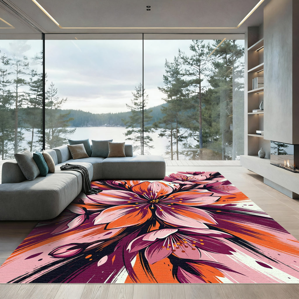 Vibrant Pink Blossom Burst Rug