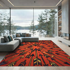 Vibrant Burnt Orange Radiant Arrow Burst Rug