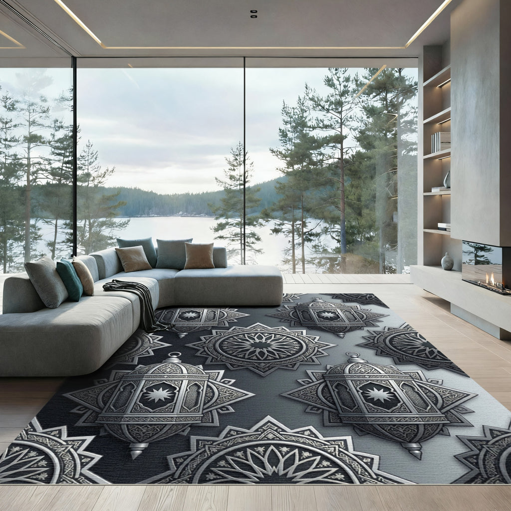 Silver Lantern Oriental Star Rug
