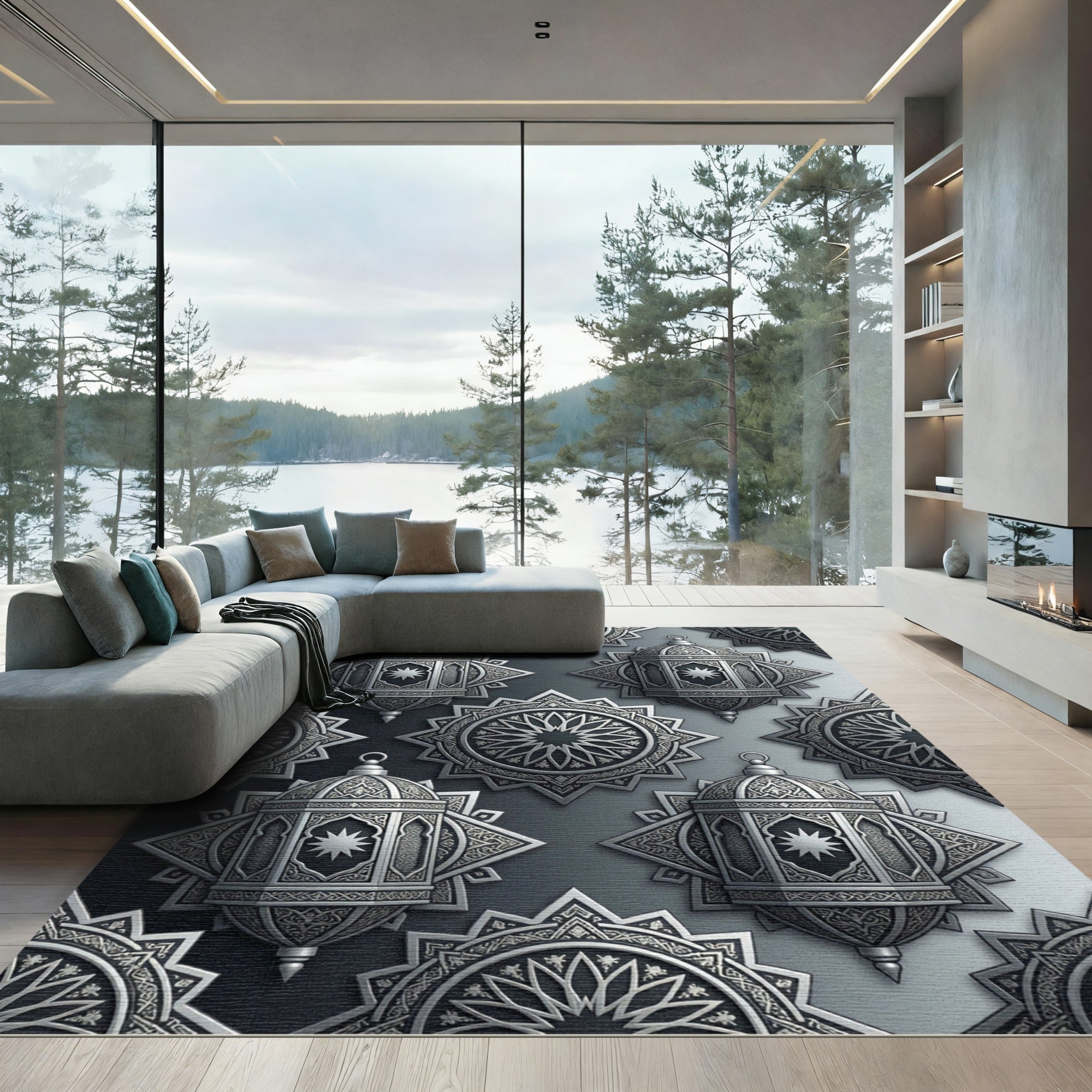 Silver Lantern Oriental Star Rug