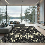 Onyx Gothic Damask Esoteric Star Tapestry Rug