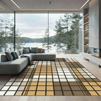 Neutral Tones Plaid Square Composition Rug