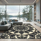 Charcoal Acanthus Leaf Circular Medallion Rug