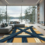 Rustic Blue and Tan Wood Weave Rug