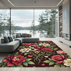 Romantic Intertwined Heart Crimson Floral Rug