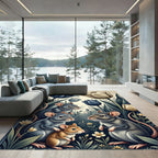 Whimsical Blue Tulip Mouse Garden Rug