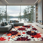 Crimson Orange Spiky Ink Splatter Rug