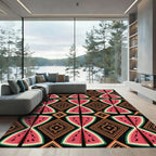 Retro Watermelon Geometric Tribal Rug