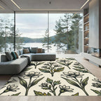 Vintage Botanical Cream and Olive Floral Rug