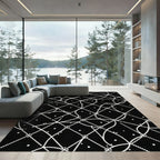 Black White Dotted Lattice Abstract Rug