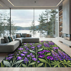 Vibrant Purple Wildflower Garden Meadow Rug