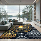 Industrial Golden Gear Steampunk Emblem Rug